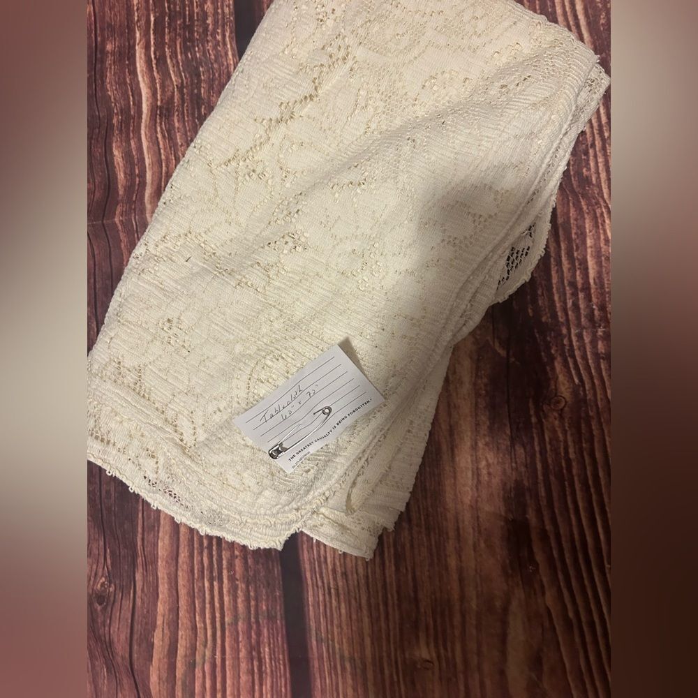 Vintage lace tablecloth 60 x 70 off white